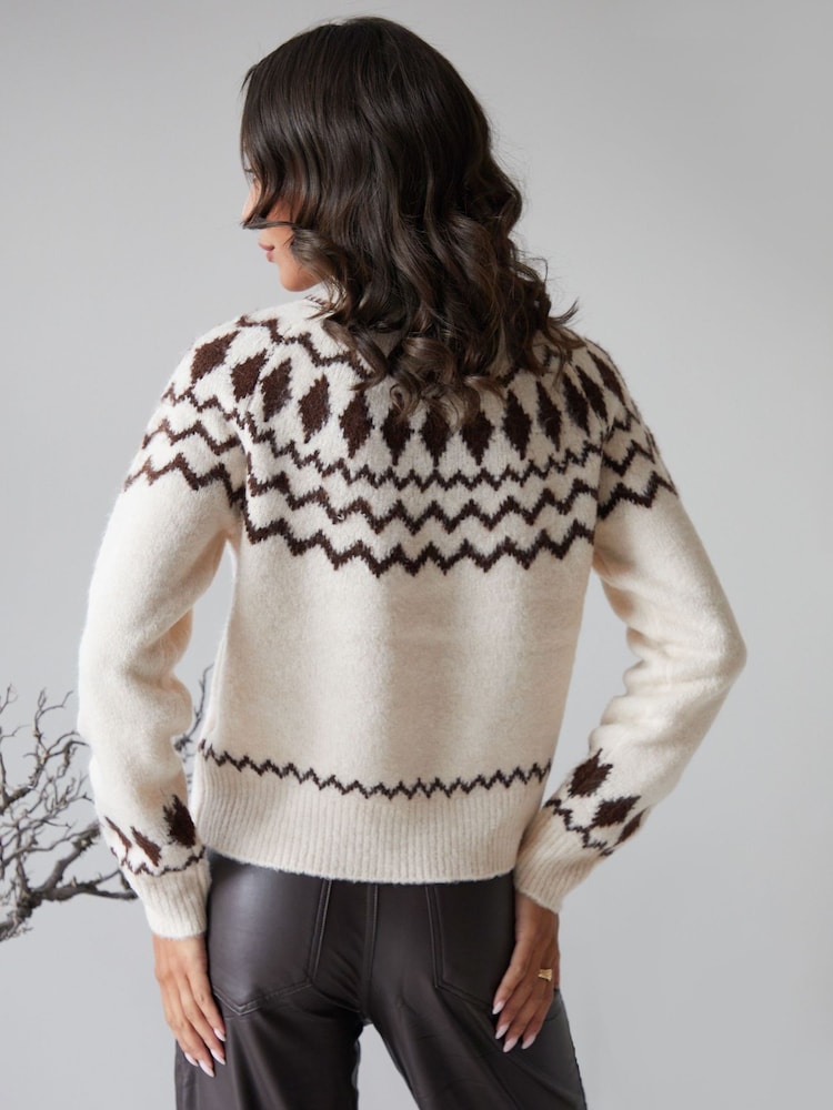 Threadbare Natural Chunky Knitted Christmas Jumper - Image 2 of 4