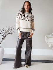 Threadbare Natural Chunky Knitted Christmas Jumper - Image 3 of 4