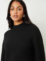Threadbare Black Cable Sleeve Knitted Jumper Dress - Image 2 of 4