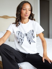 Threadbare White Short Sleeve 100% Cotton Pyjamas Set - Image 1 of 4