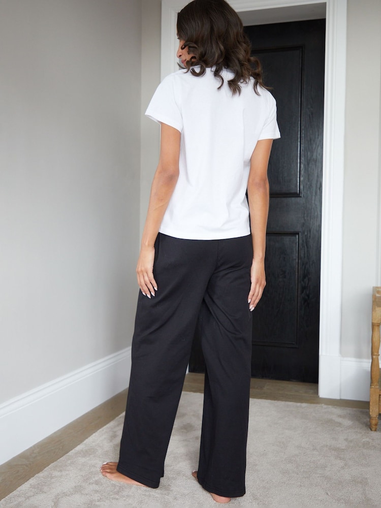 Threadbare White Short Sleeve 100% Cotton Pyjamas Set - Image 4 of 4