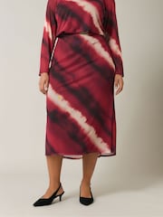 Evans Curve Abstract Print Mesh Midi Skirt - Image 1 of 5