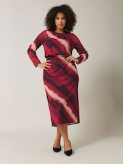 Evans Curve Abstract Print Mesh Midi Skirt - Image 2 of 5