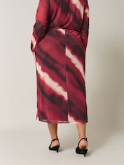 Evans Curve Abstract Print Mesh Midi Skirt - Image 3 of 5