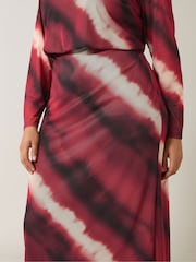Evans Curve Abstract Print Mesh Midi Skirt - Image 4 of 5