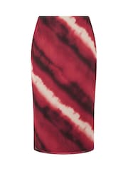 Evans Curve Abstract Print Mesh Midi Skirt - Image 5 of 5