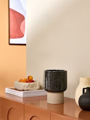 MADE.COM Brown Santiago Hand Splatter Small Plant Pot - Image 2 of 4