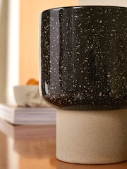 MADE.COM Brown Santiago Hand Splatter Small Plant Pot - Image 3 of 4