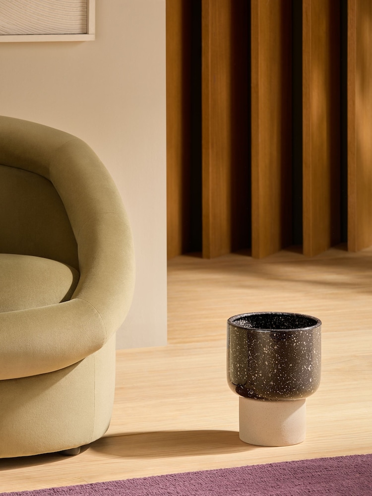 MADE.COM Brown Santiago Hand Splatter Medium Plant Pot - Image 2 of 4