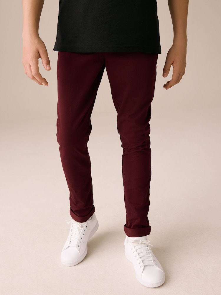 Burgundy Red Skinny Fit Stretch Chino Trousers (3-17yrs) - Image 1 of 4