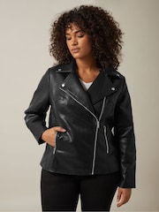 Evans PU Biker Black Jacket - Image 1 of 5
