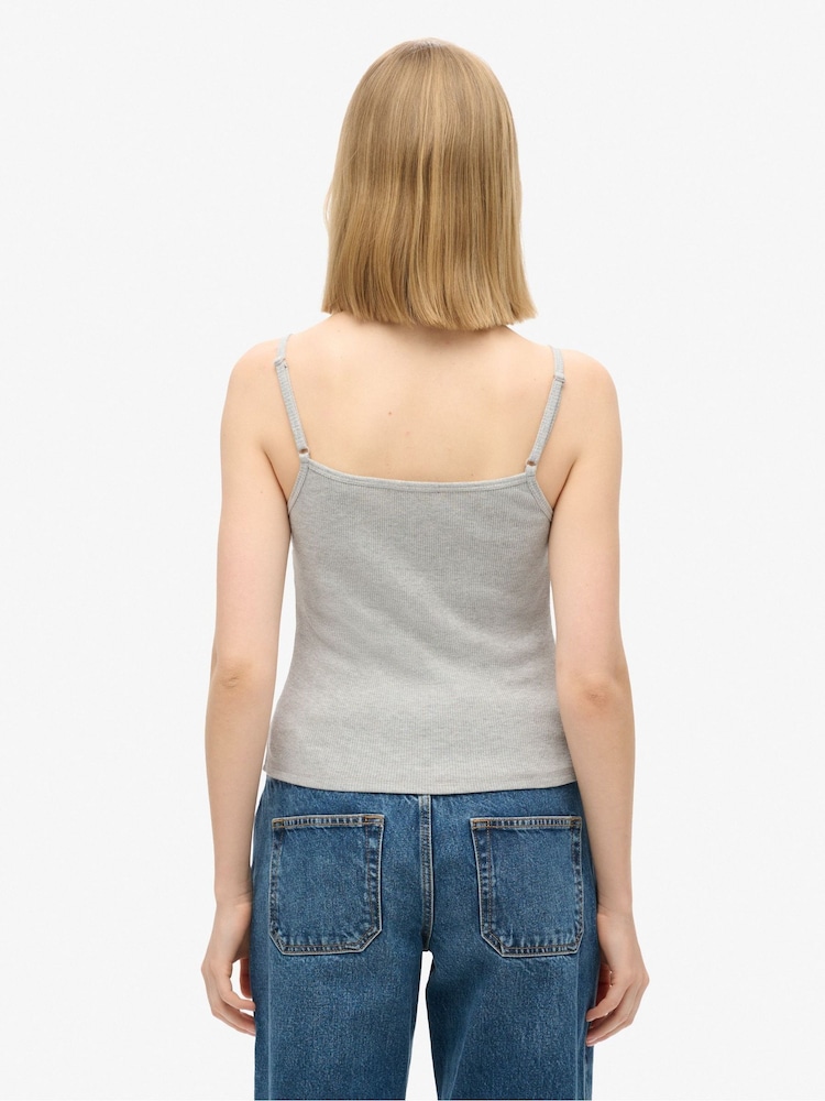 Superdry Grey Athletic Essentials Graphic Button Cami - Image 2 of 4