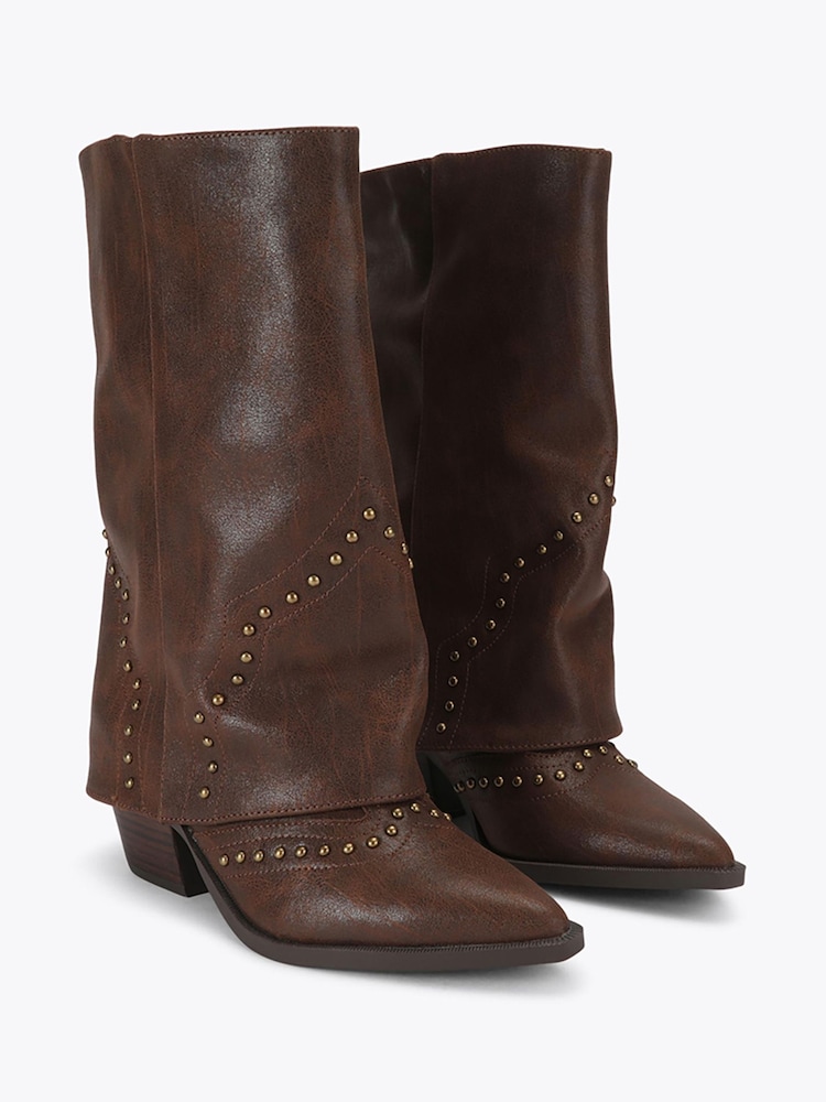Steve Madden Brown Saddle Western Boots - Image 2 of 4 Steve Madden Brown Saddle Western Boots - Image 2 of 4