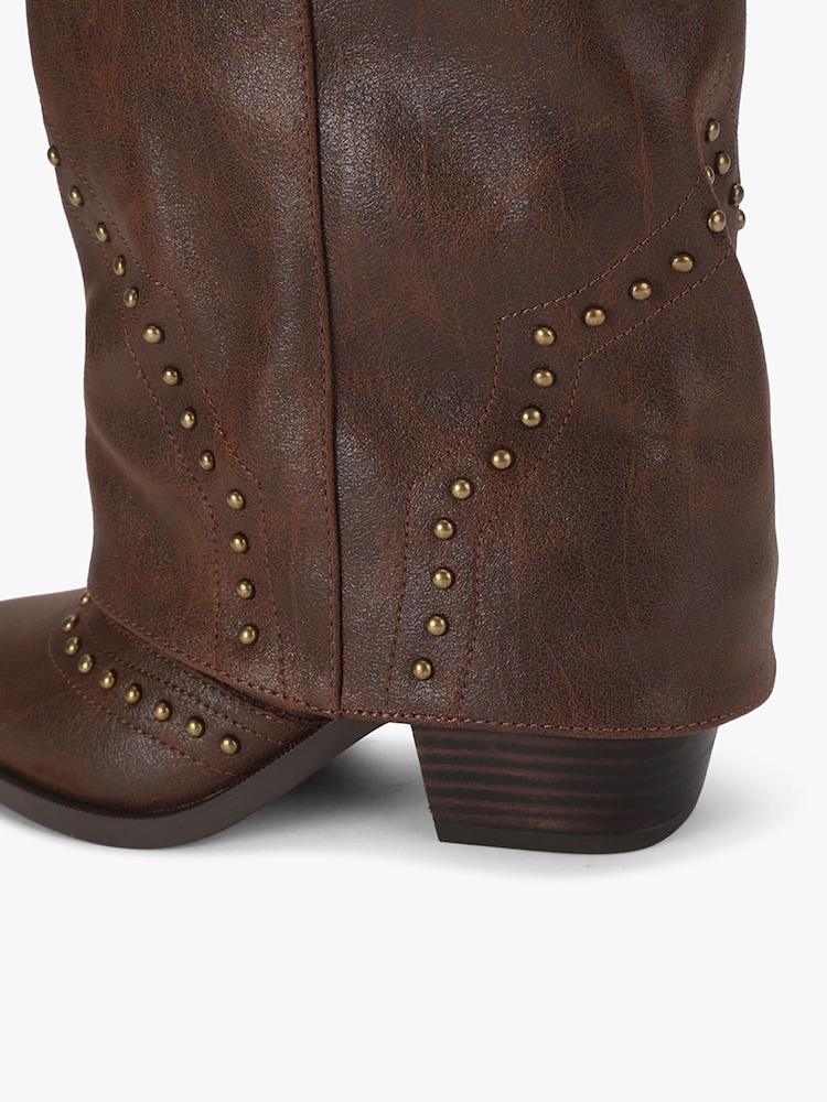 Steve Madden Brown Saddle Western Boots - Image 4 of 4 Steve Madden Brown Saddle Western Boots - Image 4 of 4