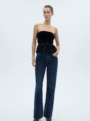 Mango Black Party Sequin Peplum Top - Image 2 of 7