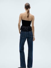 Mango Black Party Sequin Peplum Top - Image 3 of 7