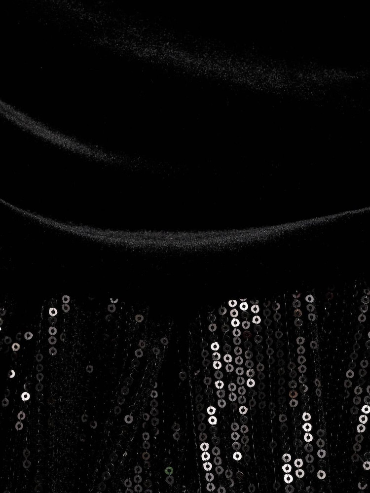 Mango Black Party Sequin Peplum Top - Image 7 of 7