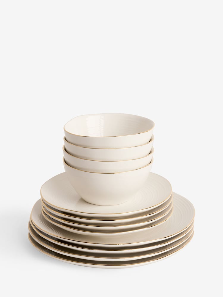 12 Piece Gold Kya Dinner Set - Image 1 of 5 12 Piece Gold Kya Dinner Set - Image 1 of 5