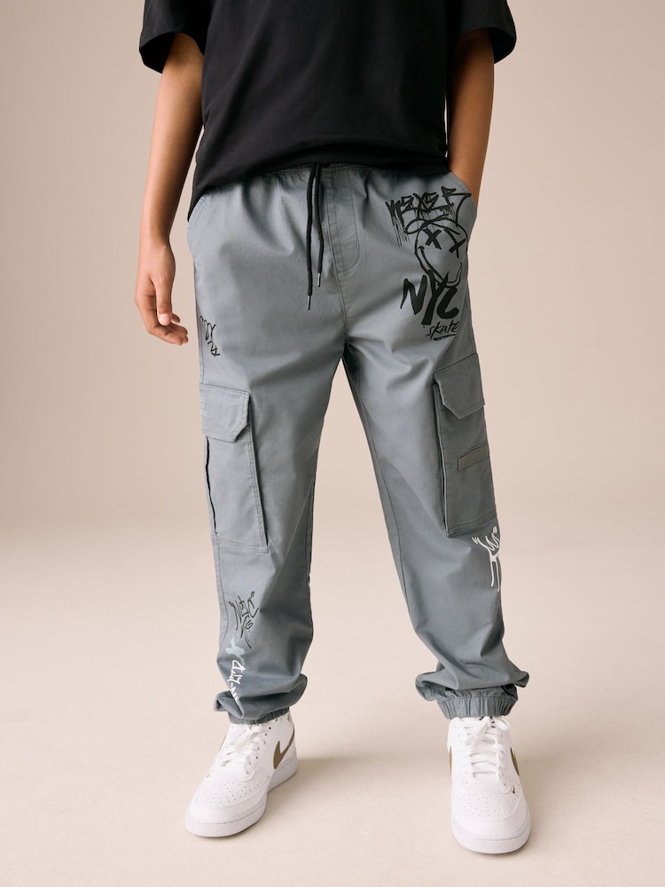Blue Graffiti Cargo Trousers (3-16yrs) - Image 1 of 8