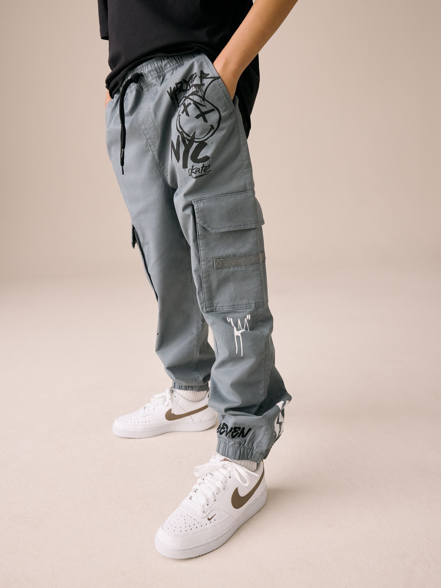 Buy Blue Graffiti Loose Fit Cargo Trousers (3-16yrs) from Next