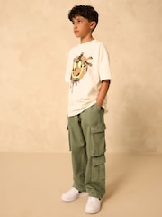 Khaki Green Twill Woven Cotton Cargo Trousers (3-16yrs) - Image 2 of 8