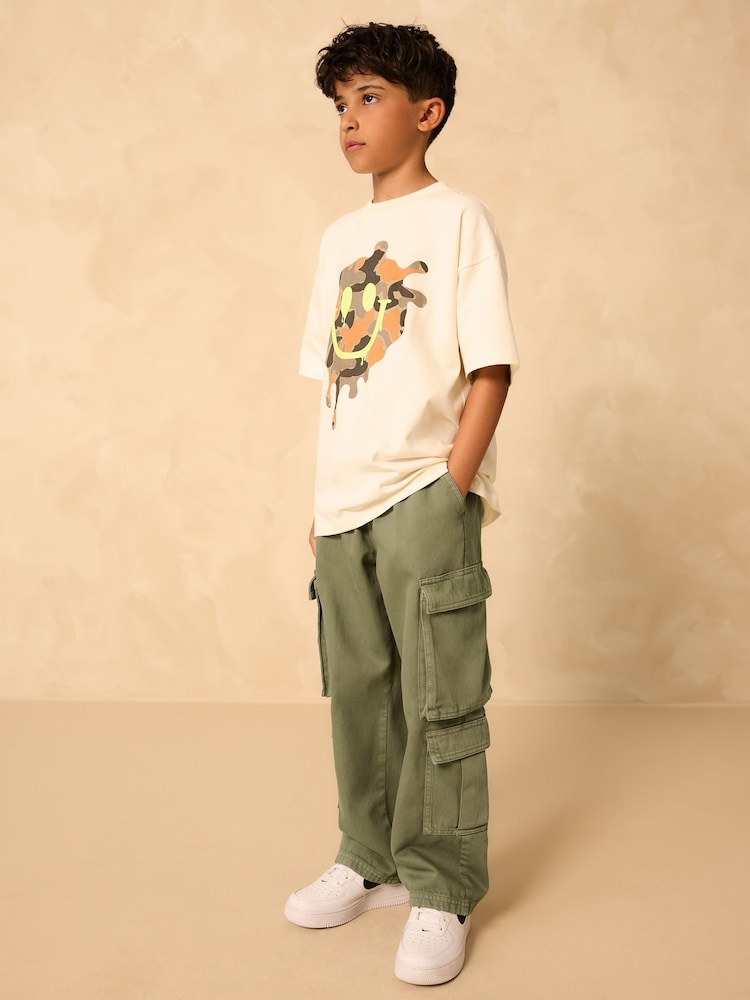 Khaki Green Twill Woven Cotton Cargo Trousers (3-16yrs) - Image 2 of 8
