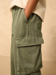 Khaki Green Twill Woven Cotton Cargo Trousers (3-16yrs) - Image 4 of 8