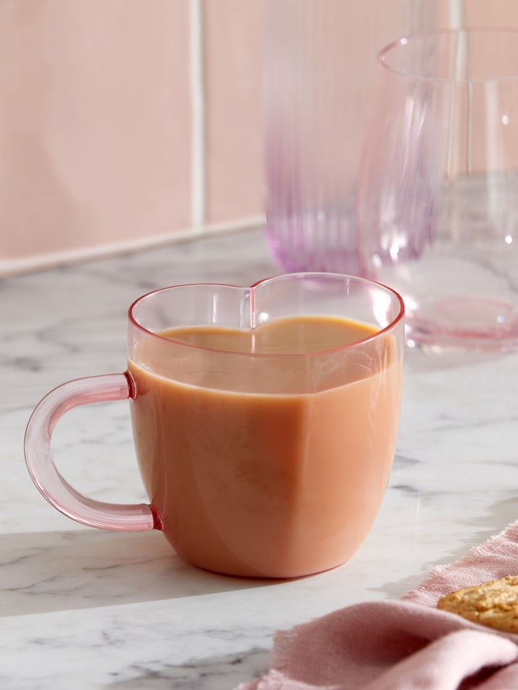Pink Heart Shaped Glass Mug - Image 1 of 3