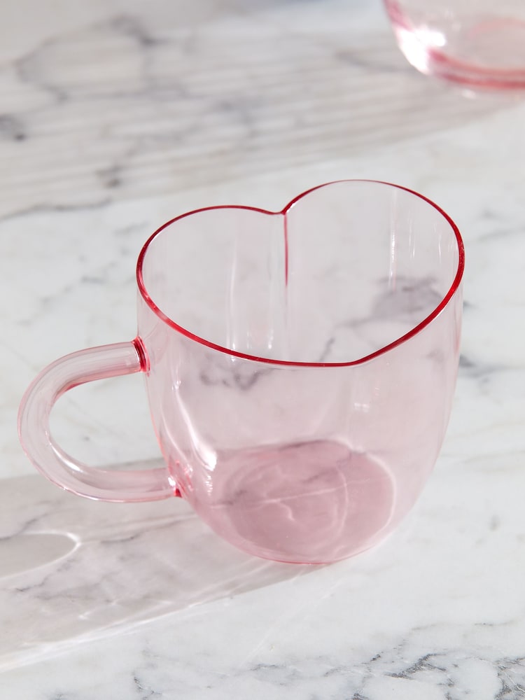 Pink Heart Shaped Glass Mug - Image 3 of 3