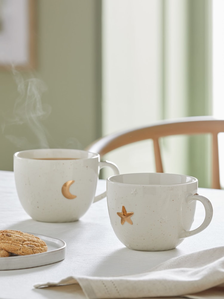 Set of 2 Gold Moon and Star Speckle Mugs - Image 1 of 3