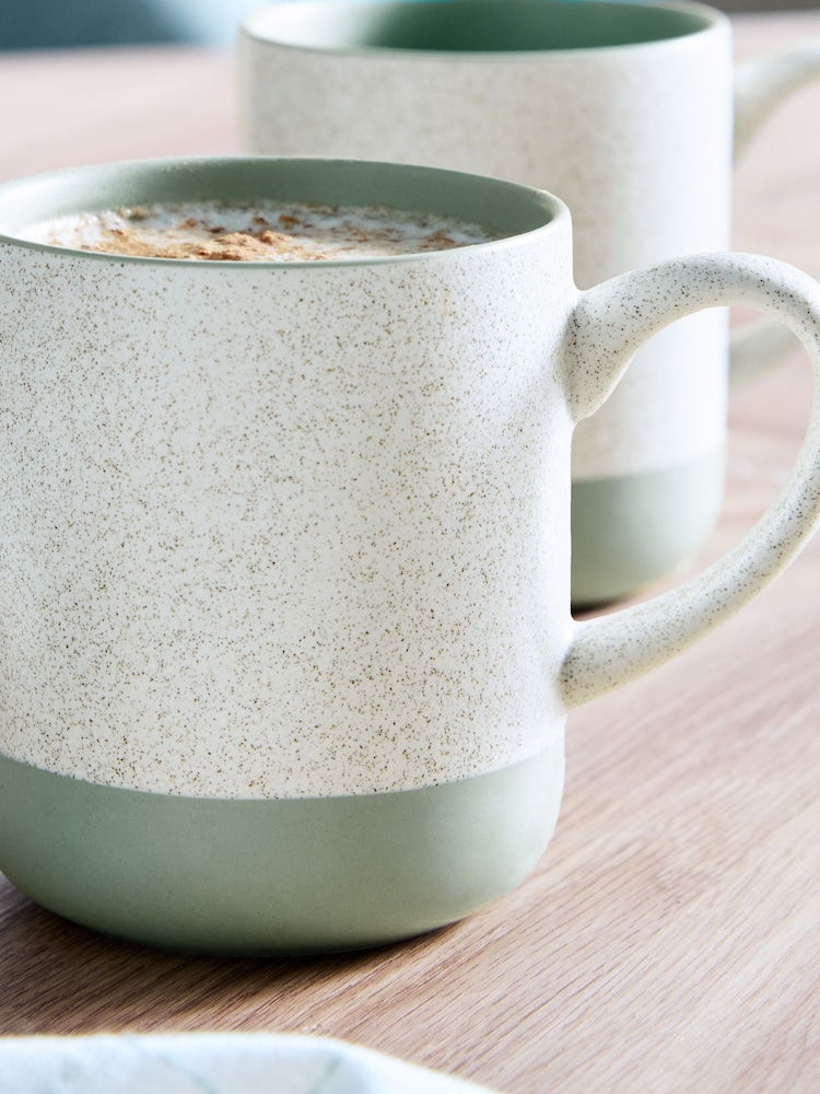 Set of 4 Sage Green Otis Mugs - Image 2 of 3