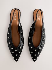Black Forever Comfort® Studded Point Toe Slingback Shoes - Image 1 of 9