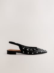 Black Forever Comfort® Studded Point Toe Slingback Shoes - Image 7 of 9