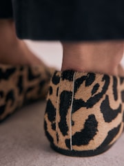 Leopard Standard/Wide Fit Forever Comfort® Leather Round Toe Ballerinas - Image 6 of 10