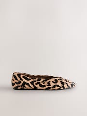 Leopard Standard/Wide Fit Forever Comfort® Leather Round Toe Ballerinas - Image 7 of 10