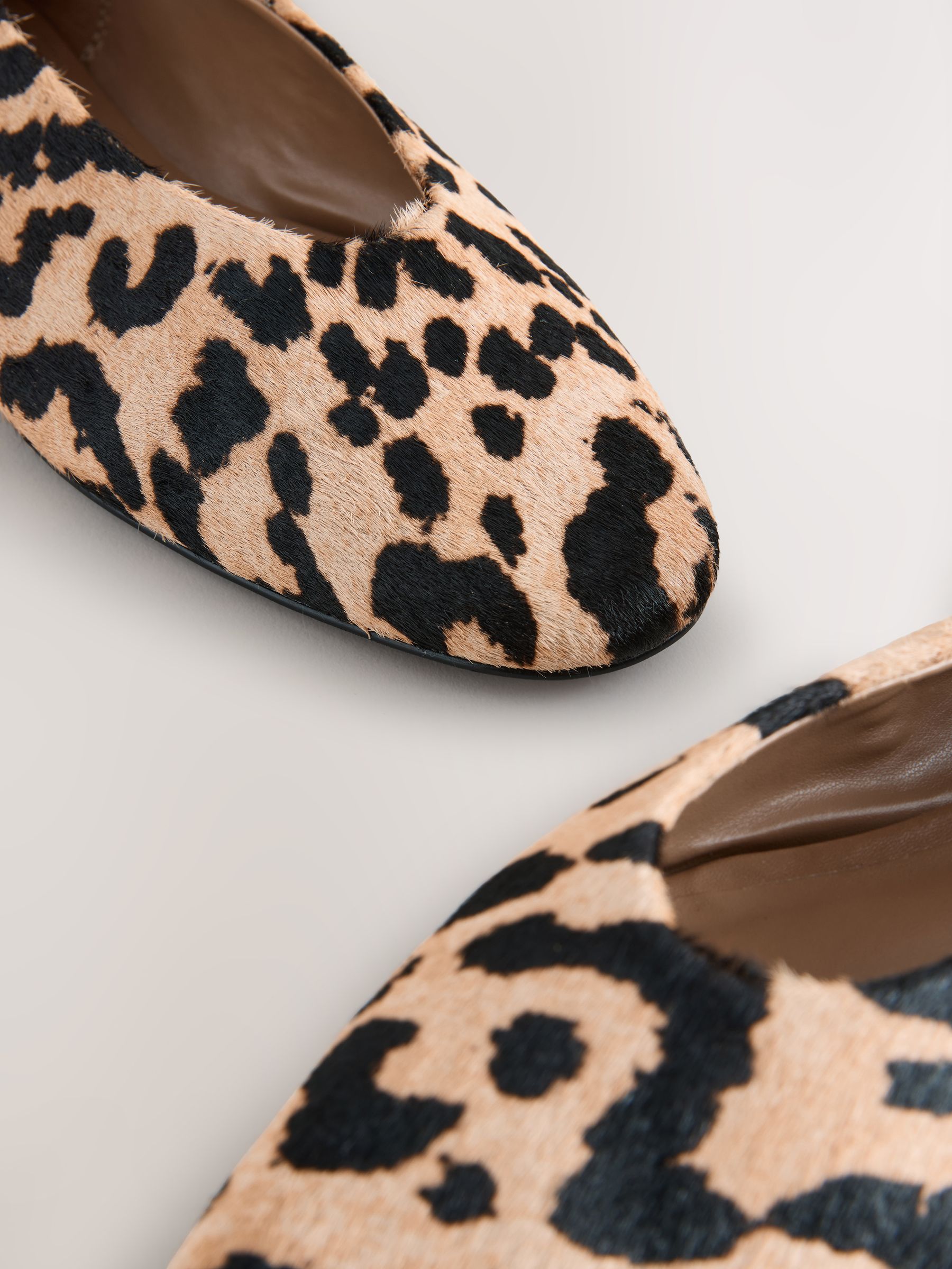Buy Leopard Print Standard/Wide Fit Leather Round Toe Ballerinas