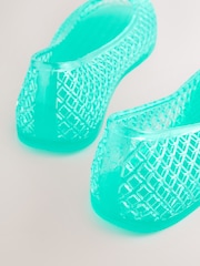 Green Round Toe Jelly Ballerinas - Image 10 of 10