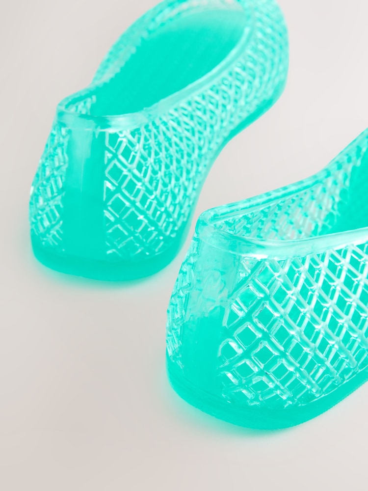 Green Round Toe Jelly Ballerinas - Image 10 of 10