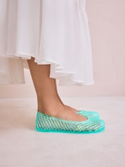 Green Round Toe Jelly Ballerinas - Image 2 of 10