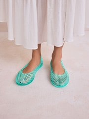 Green Round Toe Jelly Ballerinas - Image 3 of 10
