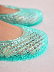 Green Round Toe Jelly Ballerinas - Image 4 of 10