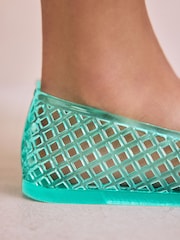 Green Round Toe Jelly Ballerinas - Image 5 of 10
