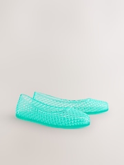 Green Round Toe Jelly Ballerinas - Image 7 of 10