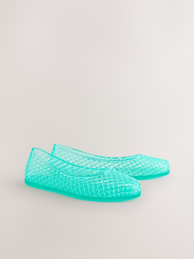 Green Round Toe Jelly Ballerinas - Image 7 of 10