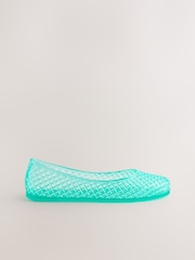 Green Round Toe Jelly Ballerinas - Image 8 of 10