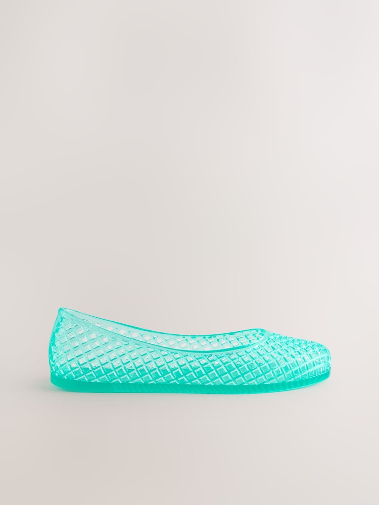 Green Round Toe Jelly Ballerinas - Image 8 of 10