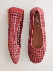 Red Forever Comfort® Leather Weave Ballerinas - Image 1 of 5
