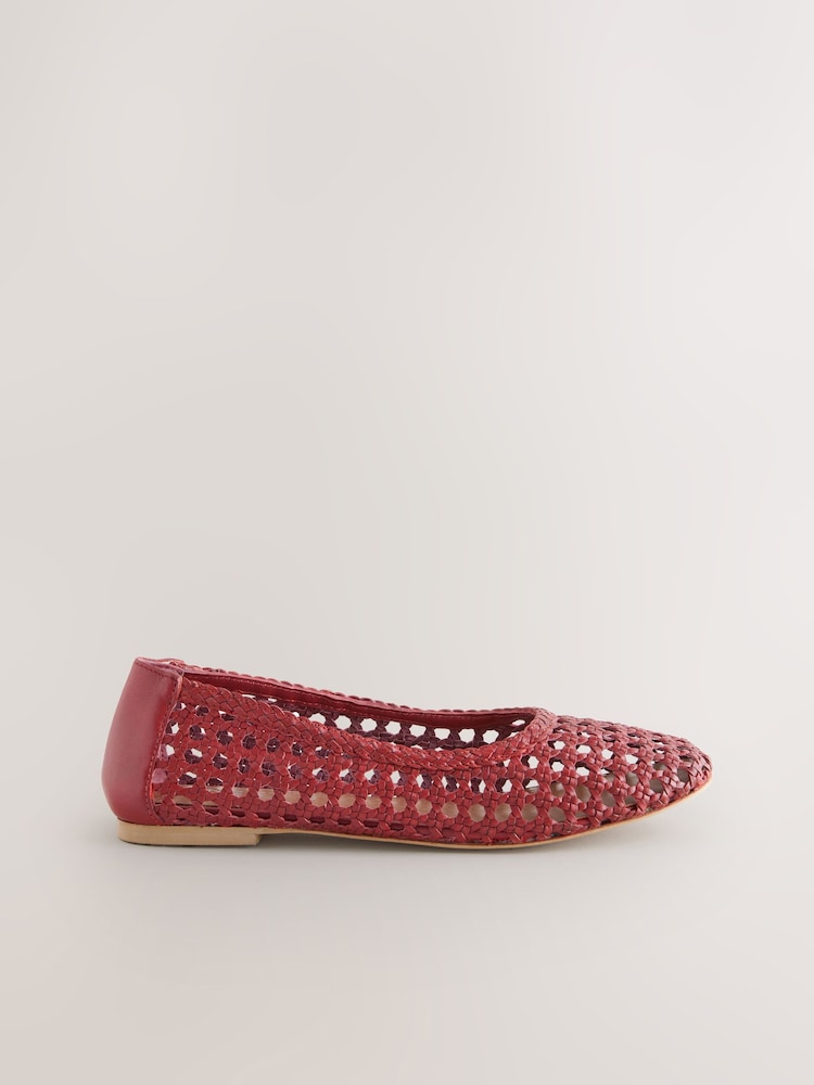 Red Forever Comfort® Leather Weave Ballerinas - Image 2 of 5