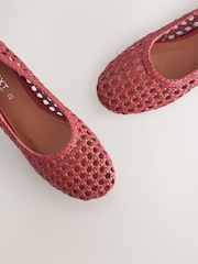 Red Forever Comfort® Leather Weave Ballerinas - Image 4 of 5