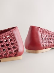 Red Forever Comfort® Leather Weave Ballerinas - Image 5 of 5